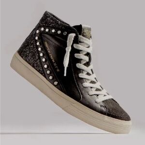 Corina Women’s Studded sneakers black high top with sparkle
